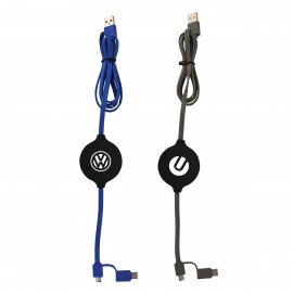 Customized 3-in-1 Charging Cable with Micro/TypeC/Lightning & Wireless Charging