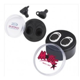 Wireless In-Ear Buds in Round Case with Logo  Wireless In-Ear Buds in Round Case with Logo
