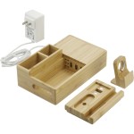 Bamboo Fast Wirelsss Charging Dock Station with Logo