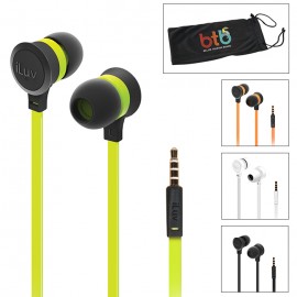 Logo Branded iLuv Color Pop Tangle-Resistant Earbuds