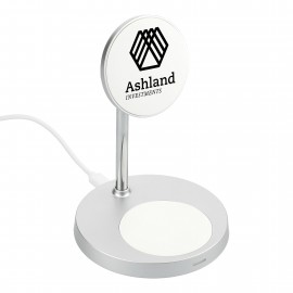 MagClick Dual Fast Wireless Charging Stand w/Base with Logo  MagClick Dual Fast Wireless Charging Stand w/Base with Logo