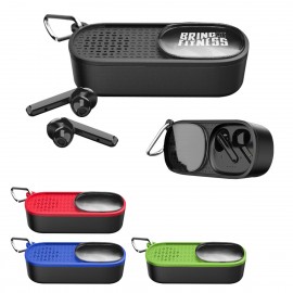 Power Slide Wireless Earbuds & Speaker with Logo