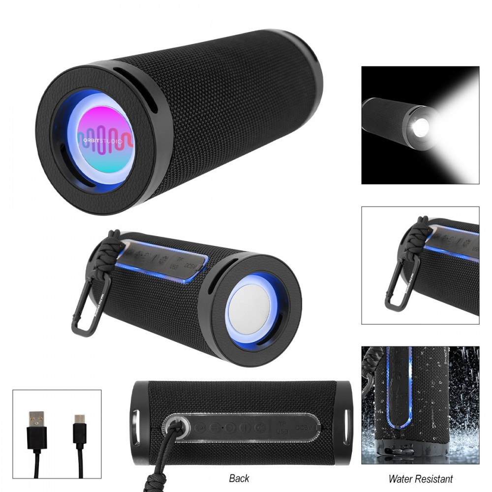 Wireless Barrel Speaker Flashlight with Logo