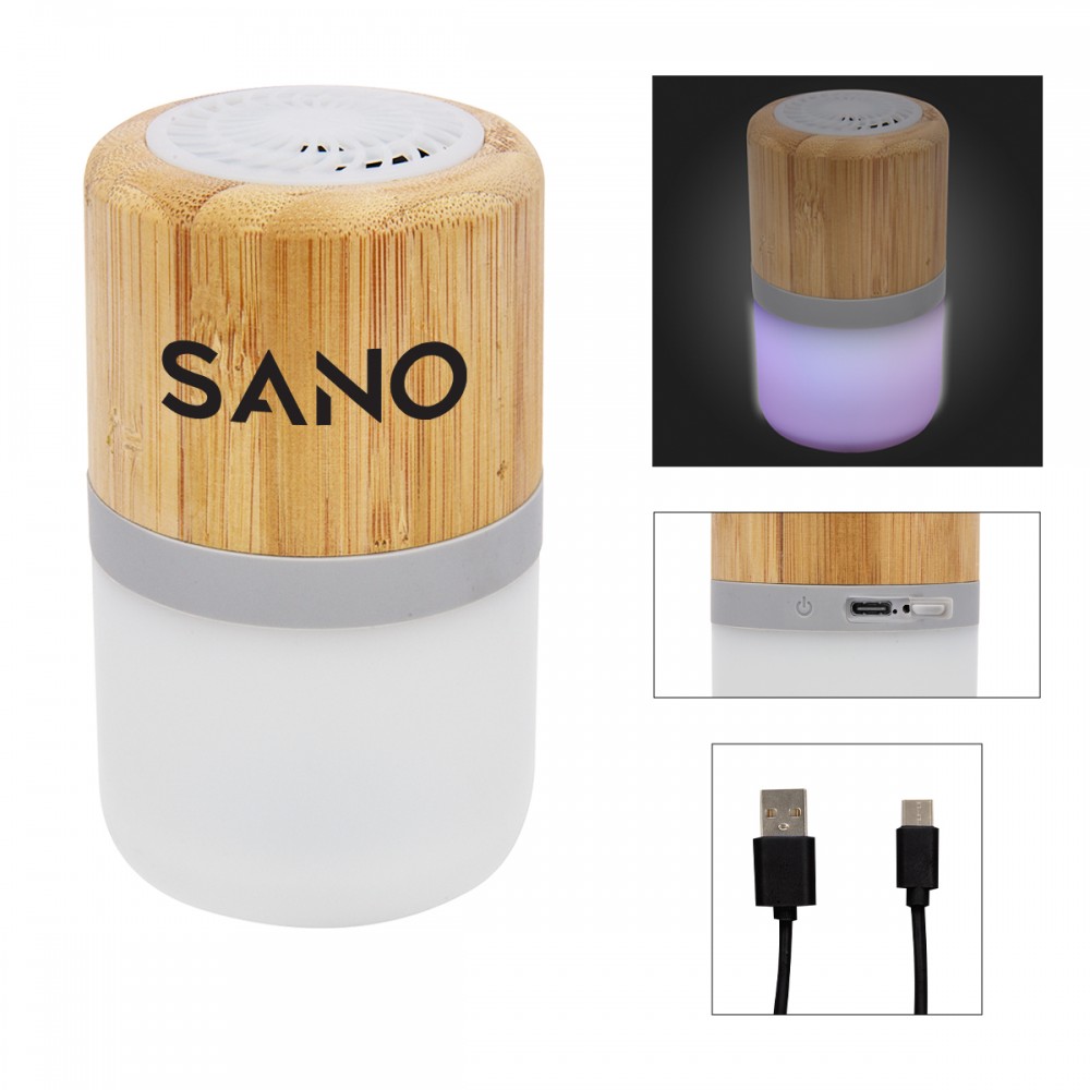 Bamboo Wireless Light Up Speaker 2.0 with Logo Bamboo Wireless Light Up Speaker 2.0 with Logo