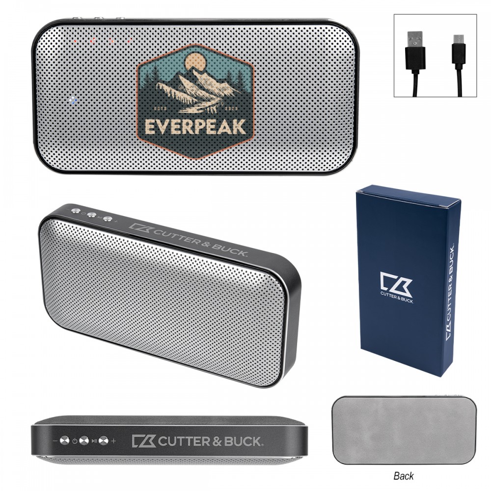 Personalized Cutter & Buck Aluminum Suede Speaker And Power Bank