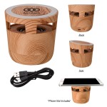 Woodgrain Wireless Charging Pad And Speaker with Logo