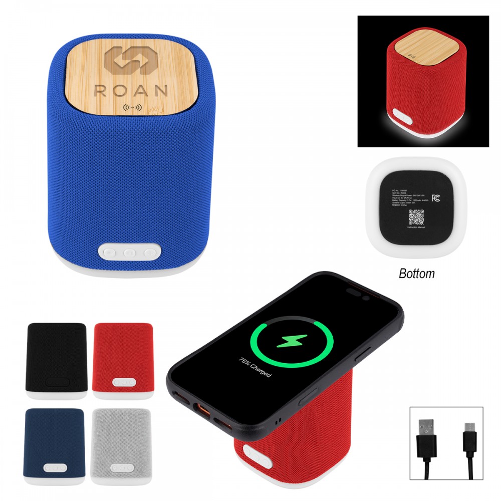 Promotional Recycled Light Up Speaker & Wireless Charger