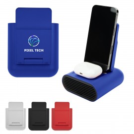Logo Branded Duet Wireless Charger With Speaker & Phone Stand