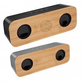 Chrome & Bamboo Wireless Speaker with Logo