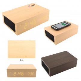 Personalized BlueSequoia Alarm Clock With Qi Charging Station And Wireless Speaker