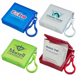 Logo Branded Handy Pack Sanitizing Wipes with Carabiner
