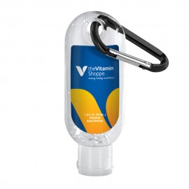 1.9 Oz. Clear Sanitizer In Clear Bottle With Carabiner with Logo  1.9 Oz. Clear Sanitizer In Clear Bottle With Carabiner with Logo