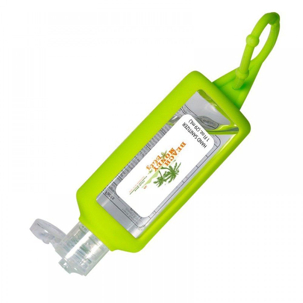 Hand Sanitizer with Silicone Holder - 1 oz. with Logo