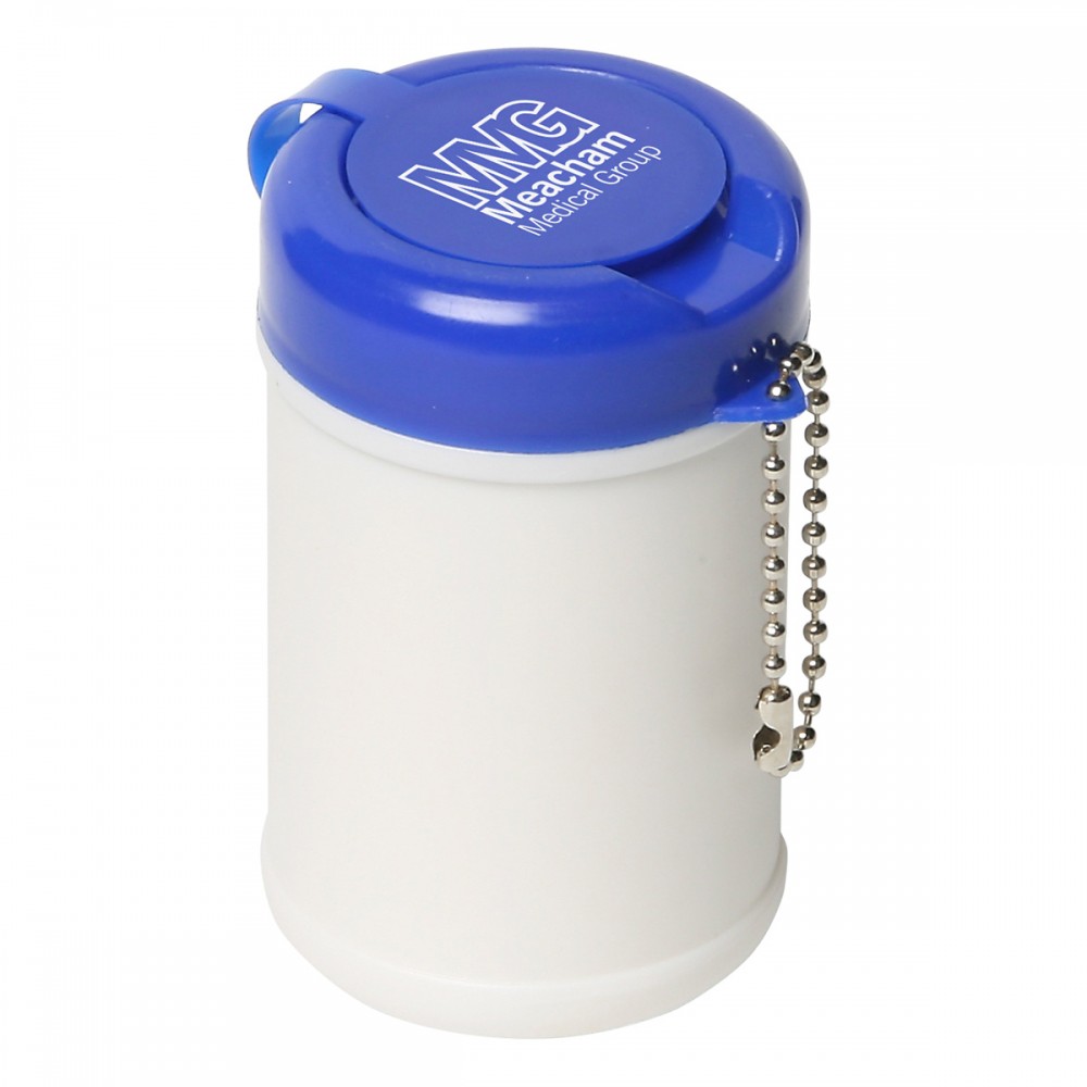 Travel Well Sanitizer Wipes Key Chain with Logo
