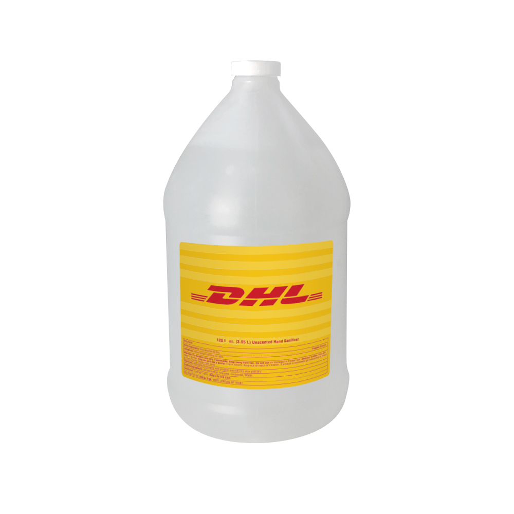 128 Oz. Clear Sanitizer In Natural Jug with Logo