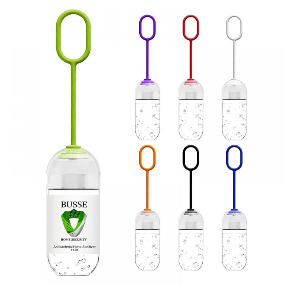 Logo Branded 1 Oz. Hand Sanitizer With Silicone Loop