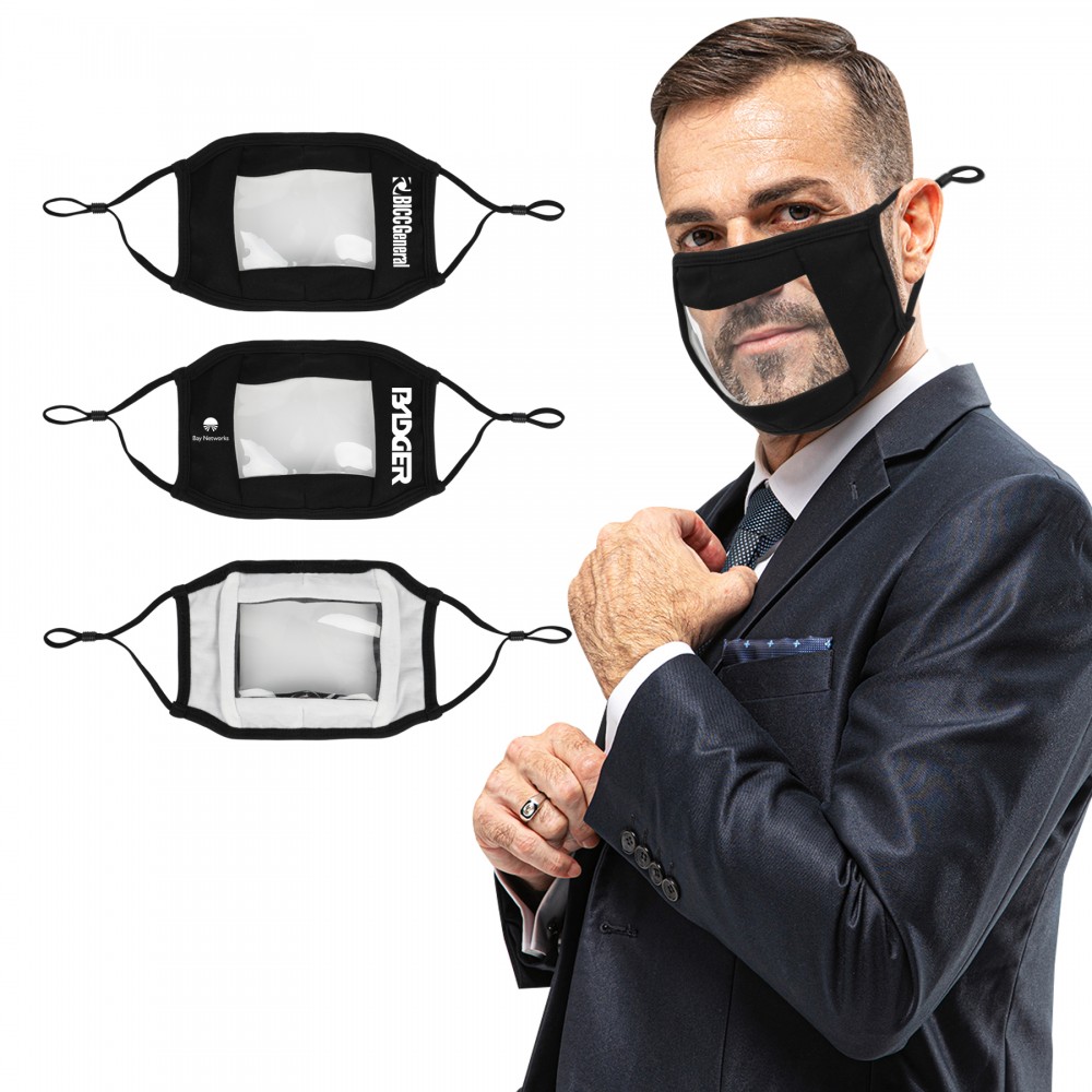 Logo Branded Transparent Mouth Face Mask -Adult Size Logo Branded Transparent Mouth Face Mask -Adult Size