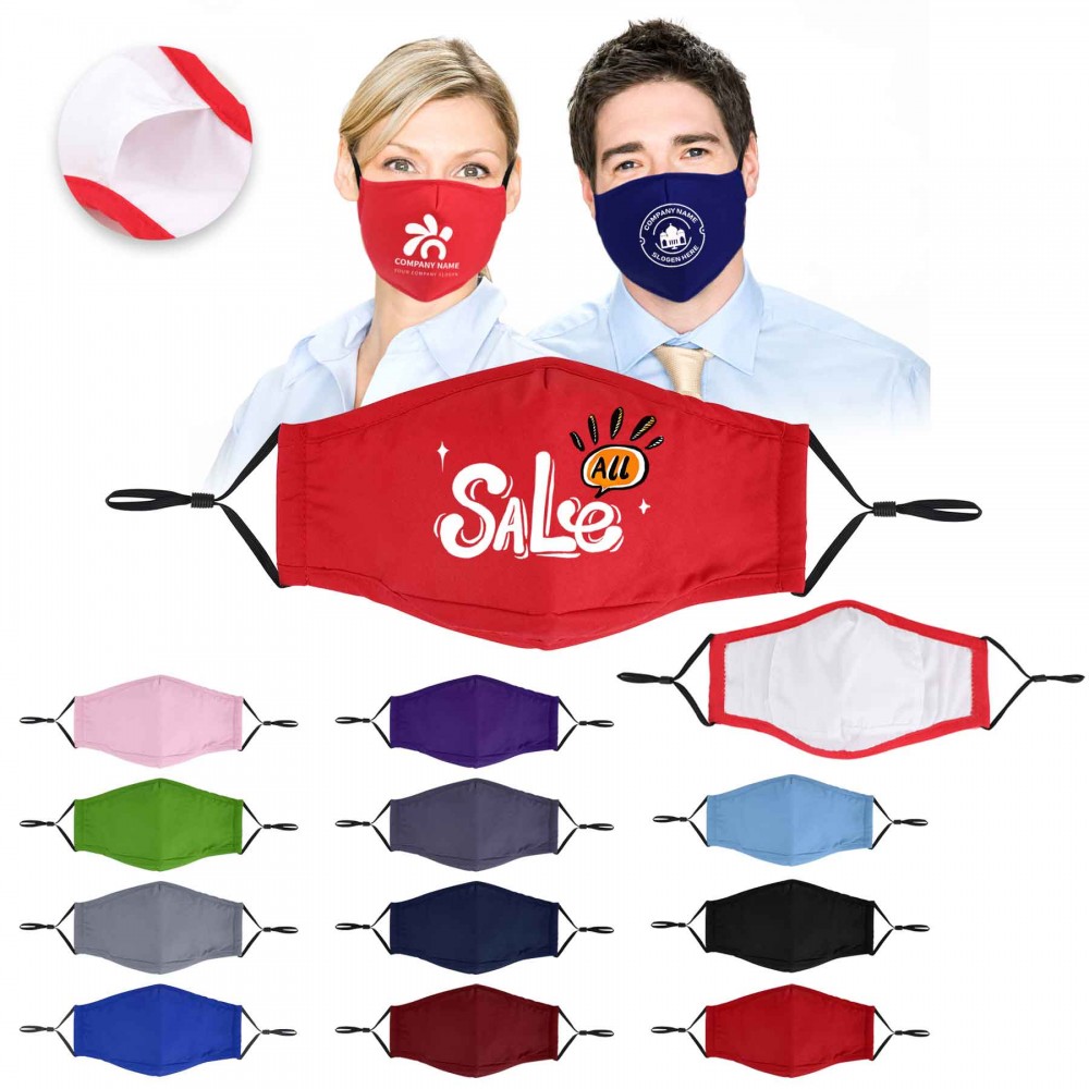 Customized 4 Ply Cotton Face Mask With Filter Pocket and Nose Clip