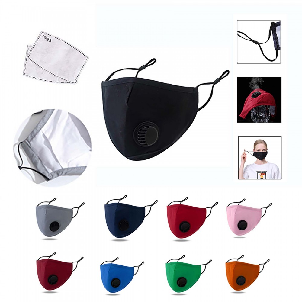 Custom Cotton Reusable Face Mask With Valve And Filter Custom Cotton Reusable Face Mask With Valve And Filter