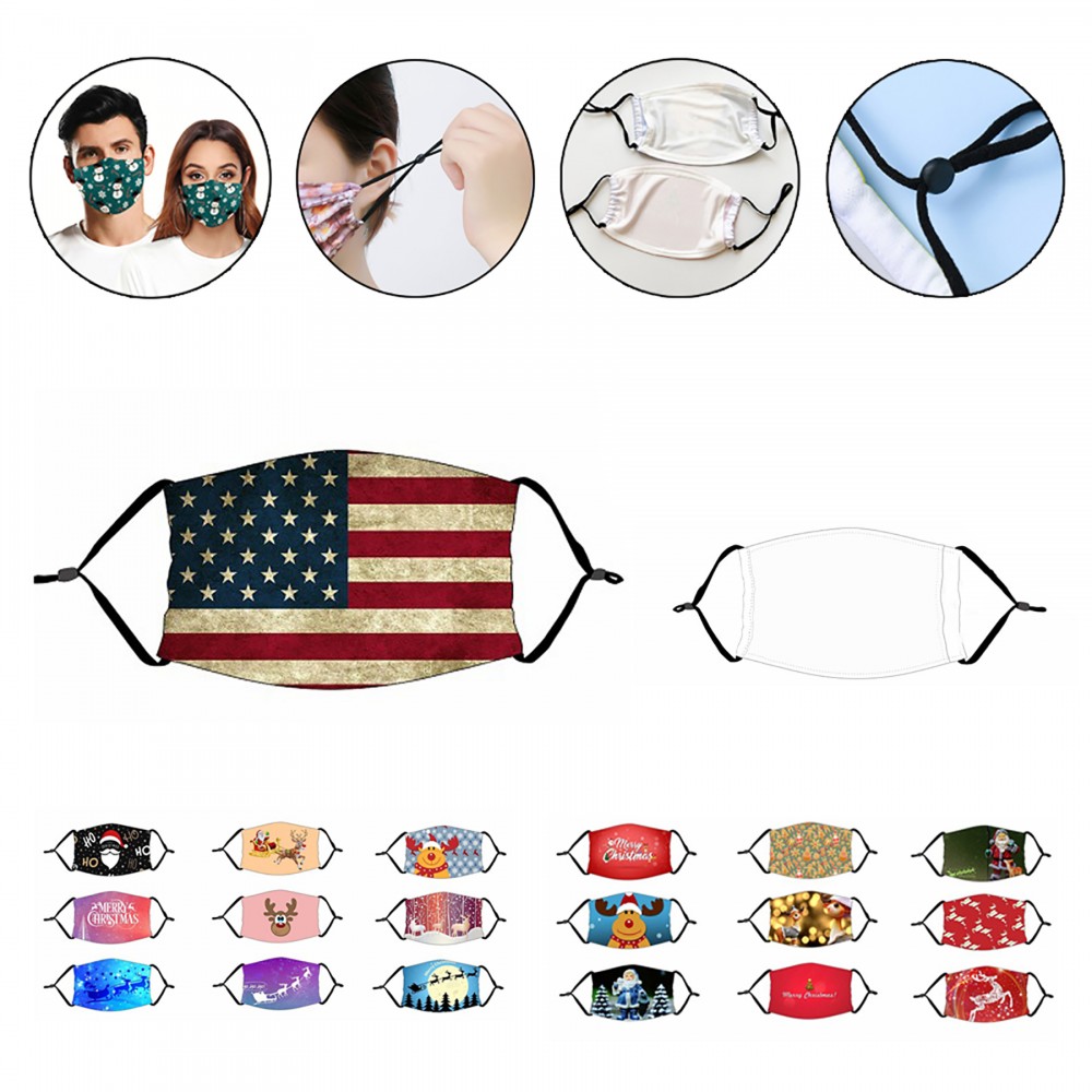Logo Branded 2-Layer Adjustable Full Color Polyester Face Mask Logo Branded 2-Layer Adjustable Full Color Polyester Face Mask