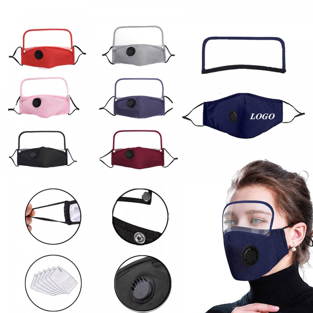 Customized Cotton Face Masks With Breathing Valve & Eye Shield Customized Cotton Face Masks With Breathing Valve & Eye Shield