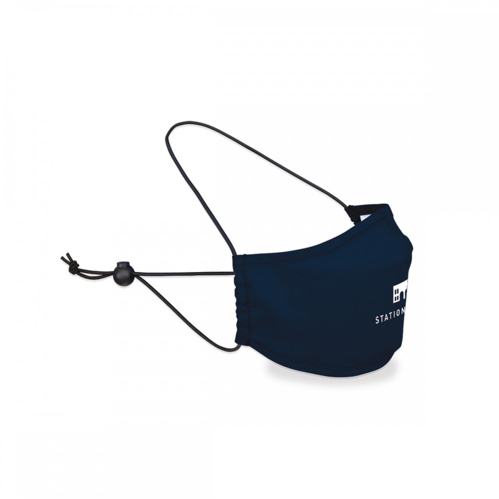Logo Branded Reusable Over The Head Face Mask - Navy