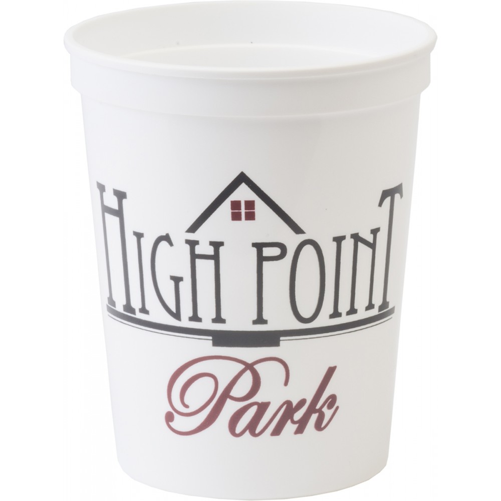  16 Oz. Smooth Walled Plastic Stadium Cup with Automated Silkscreen Imprint