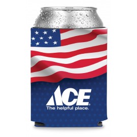 Collapsible Premium Foam American Flag Can Cooler w/ Full Color Sublimation   Collapsible Premium Foam American Flag Can Cooler w/ Full Color Sublimation