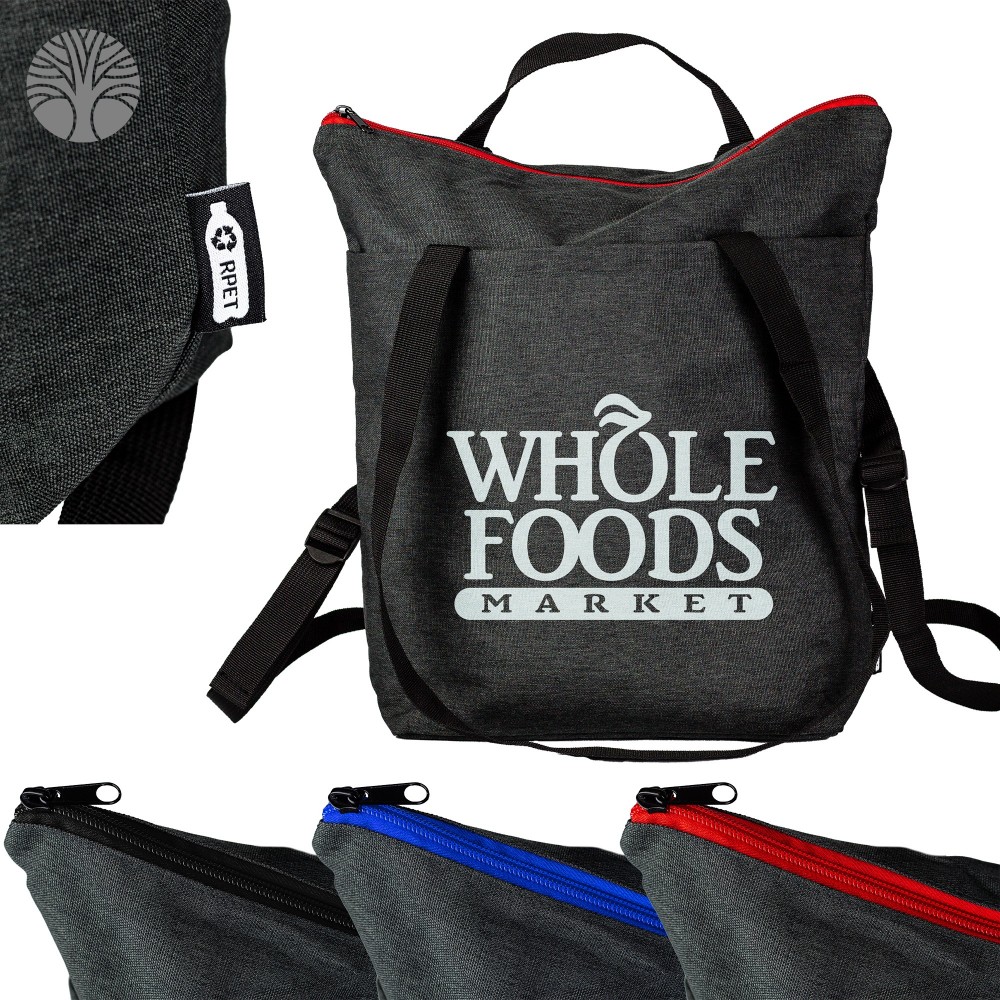 Eco-Conscious 10" x 4" x 15"RPET Tote/Backpack Eco-Conscious 10" x 4" x 15"RPET Tote/Backpack