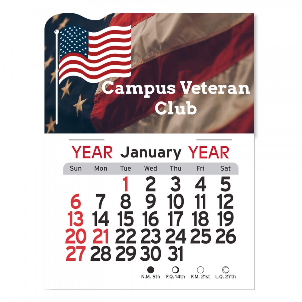Adhesive Peel-N-Stick Calendar - American Flag Adhesive Peel-N-Stick Calendar - American Flag