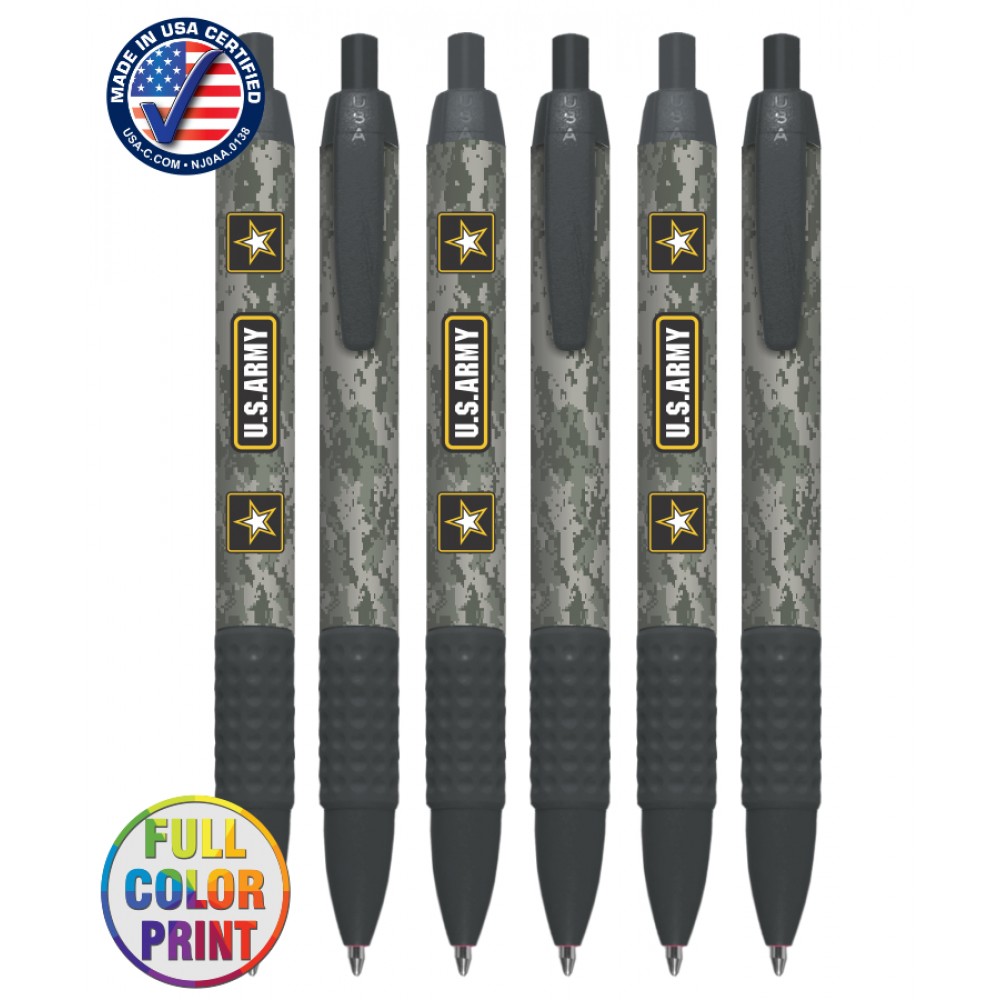 Union Printed - USA Made - Camo - Wide Body Click Pen with Colored Trim and Rubber Grip - Full Color Union Printed - USA Made - Camo - Wide Body Click Pen with Colored Trim and Rubber Grip - Full Color