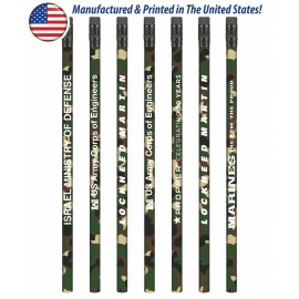  USA Made Forest Camo Pencil with Black Eraser, #2 lead