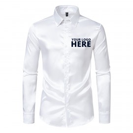 Men Solid Color Gorgeous Long Sleeve Shirt Logo Imprinted