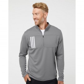 Logo Imprinted Adidas Men's 3-Stripes Double-Knit Quarter-Zip Pullover - A482