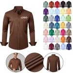High Elasticity Business Casual Button Down Shirts Custom Embroidered