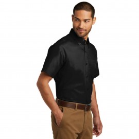 Port Authority Short Sleeve Carefree Poplin Shirt. Logo Imprinted