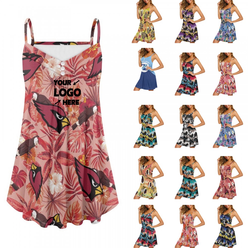 Custom Printed Women Loose Summer Pleated Flow Sleeveless Tank Tops