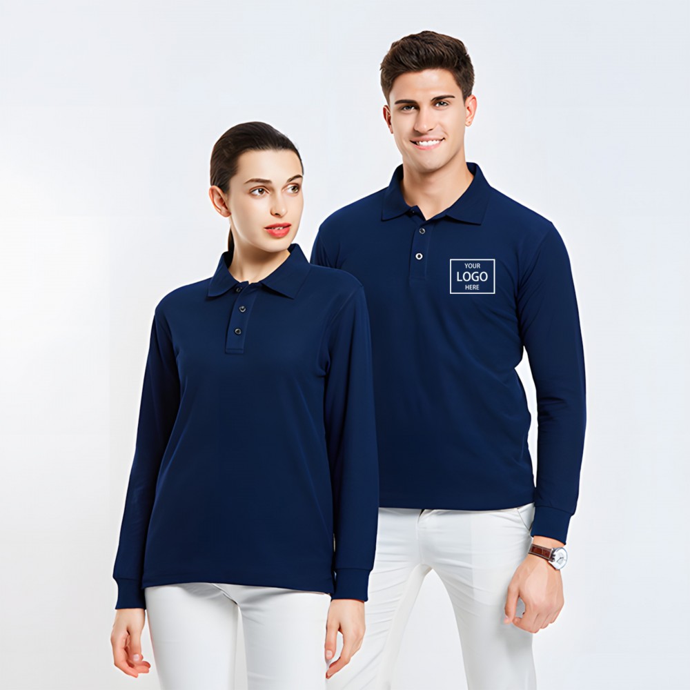 Custom Printed Long Sleeved Polo Shirt