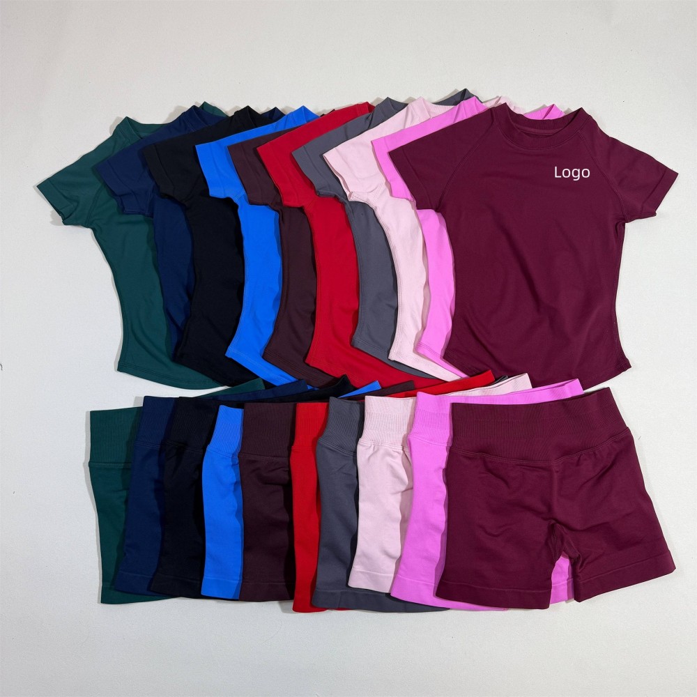 Logo Imprinted Womens Workout Sets Seamless Outfits