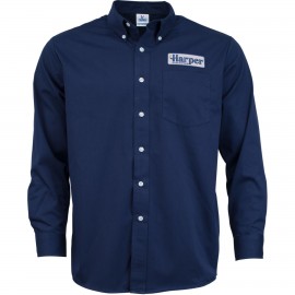 Custom Printed Embroidered Mens Long Sleeve Twill Dress Shirt