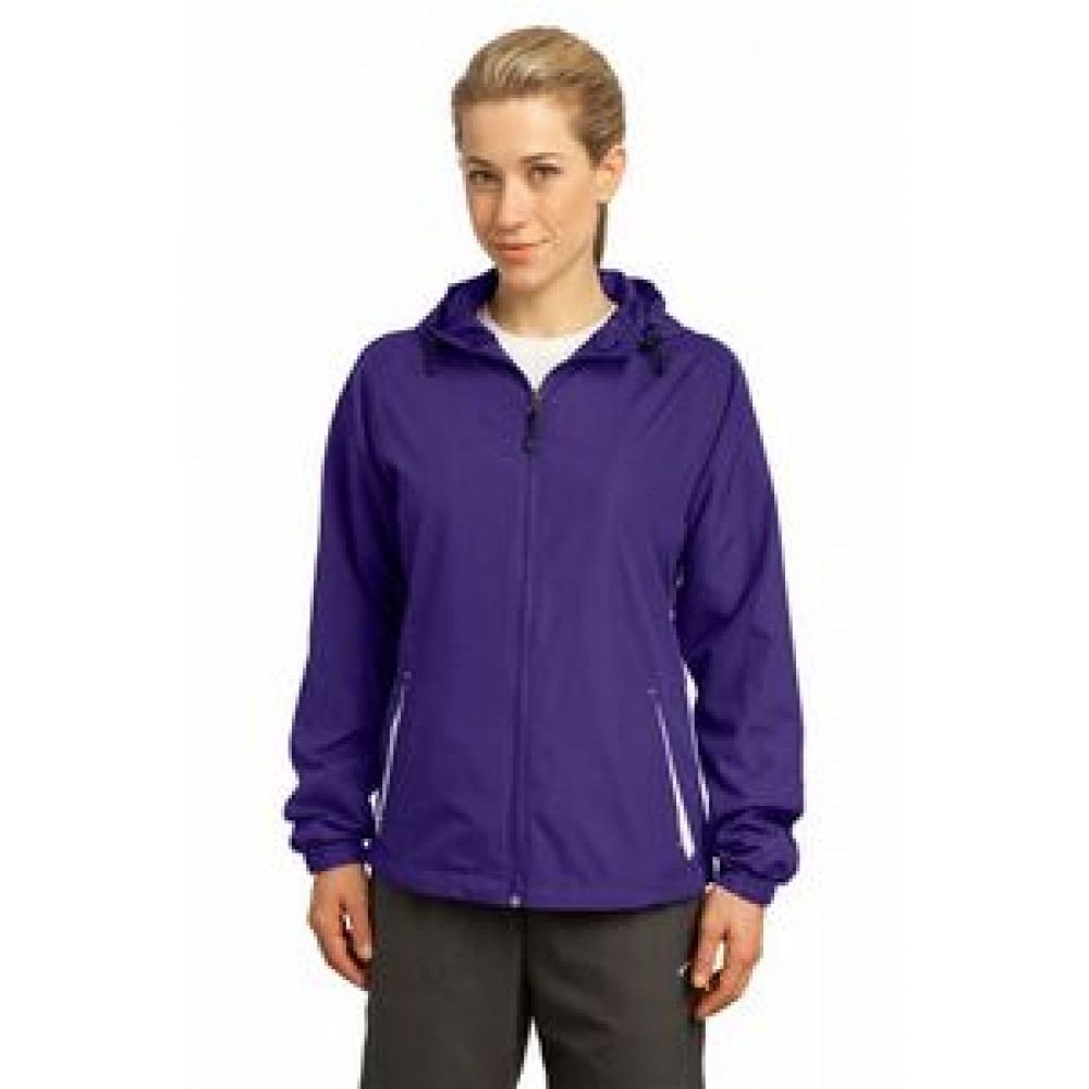 Custom Embroidered Sport-Tek Ladies' Colorblock Hooded Raglan Jacket Custom Embroidered Sport-Tek Ladies' Colorblock Hooded Raglan Jacket