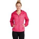 Sport-Tek Ladies Heather Colorblock Raglan Hooded Wind Jacket Logo Imprinted