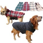 Custom Embroidered Reversible British Style Plaid Dog Vest Winter Coat