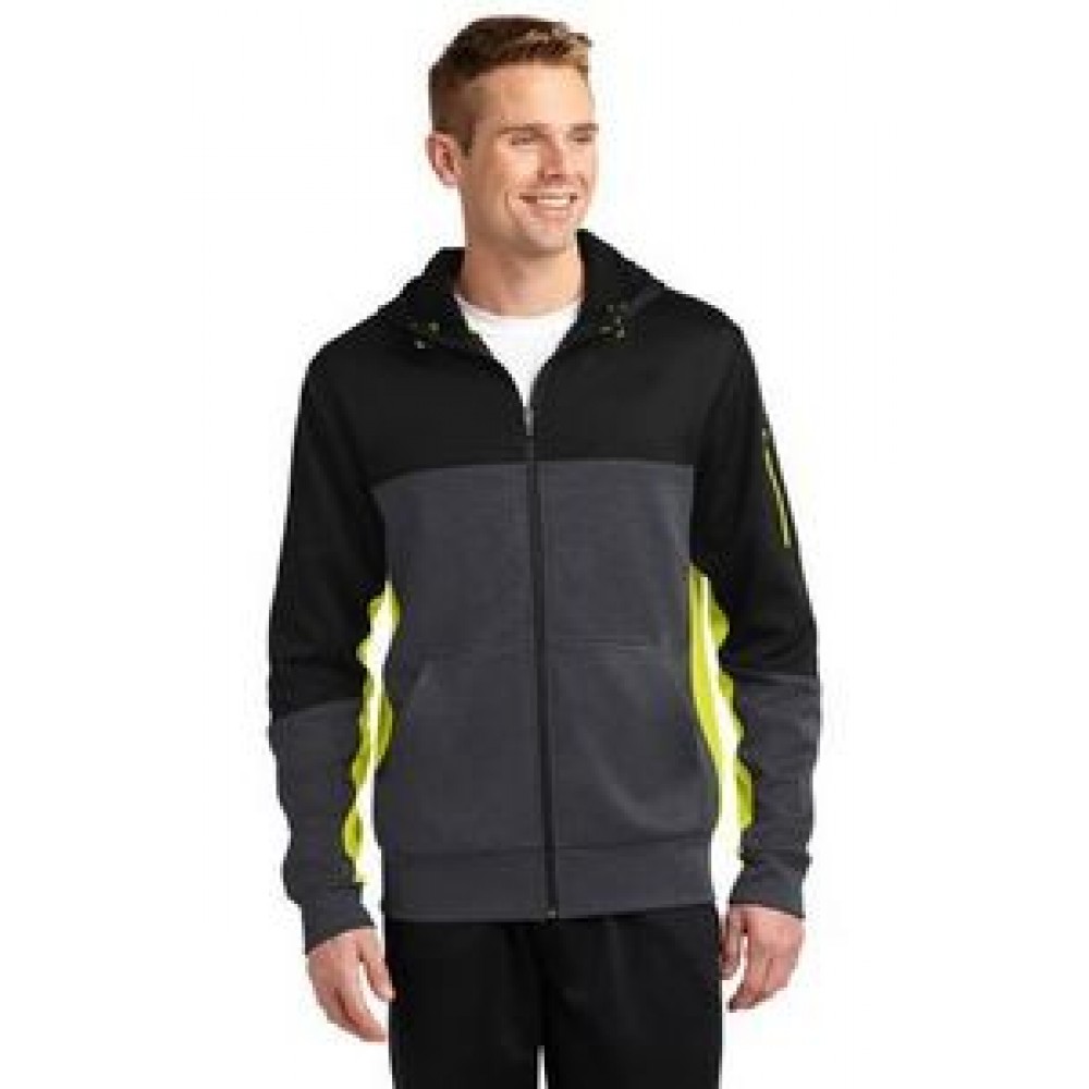 Logo Imprinted Sport-Tek Men's Tech Fleece Colorblock Full-Zip Hooded Jacket Logo Imprinted Sport-Tek Men's Tech Fleece Colorblock Full-Zip Hooded Jacket