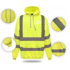 High Visibility Reflective Safety Sweatshirt Hoodie Custom Embroidered