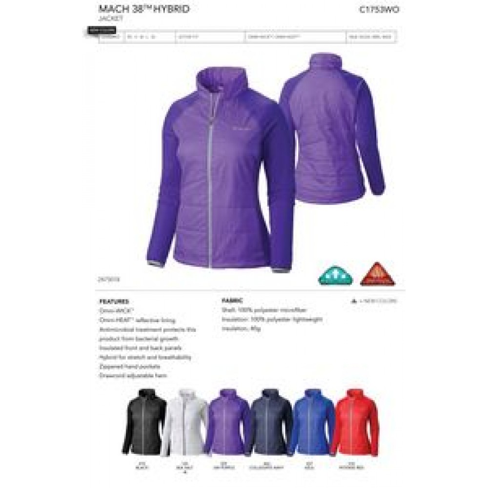 Custom Printed Columbia Women's Mach 38 Hybrid Jacket-Blank Custom Printed Columbia Women's Mach 38 Hybrid Jacket-Blank