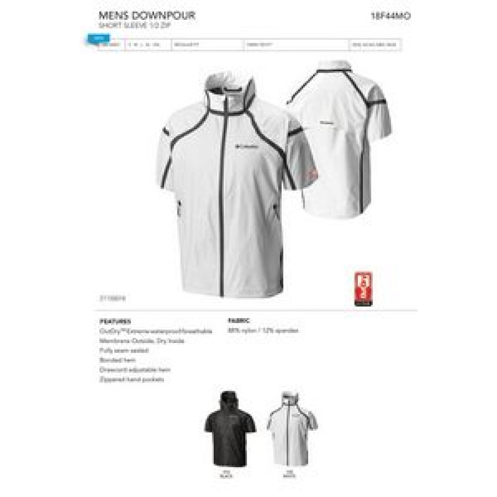 Custom Printed Columbia Men's DOWNPOUR SS Rain Jacket-Blank Custom Printed Columbia Men's DOWNPOUR SS Rain Jacket-Blank