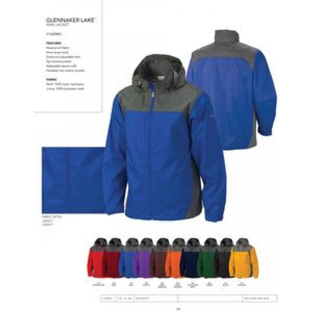 Columbia Men's Glennaker Lake Rain Jacket - Blank Logo Imprinted Columbia Men's Glennaker Lake Rain Jacket - Blank Logo Imprinted