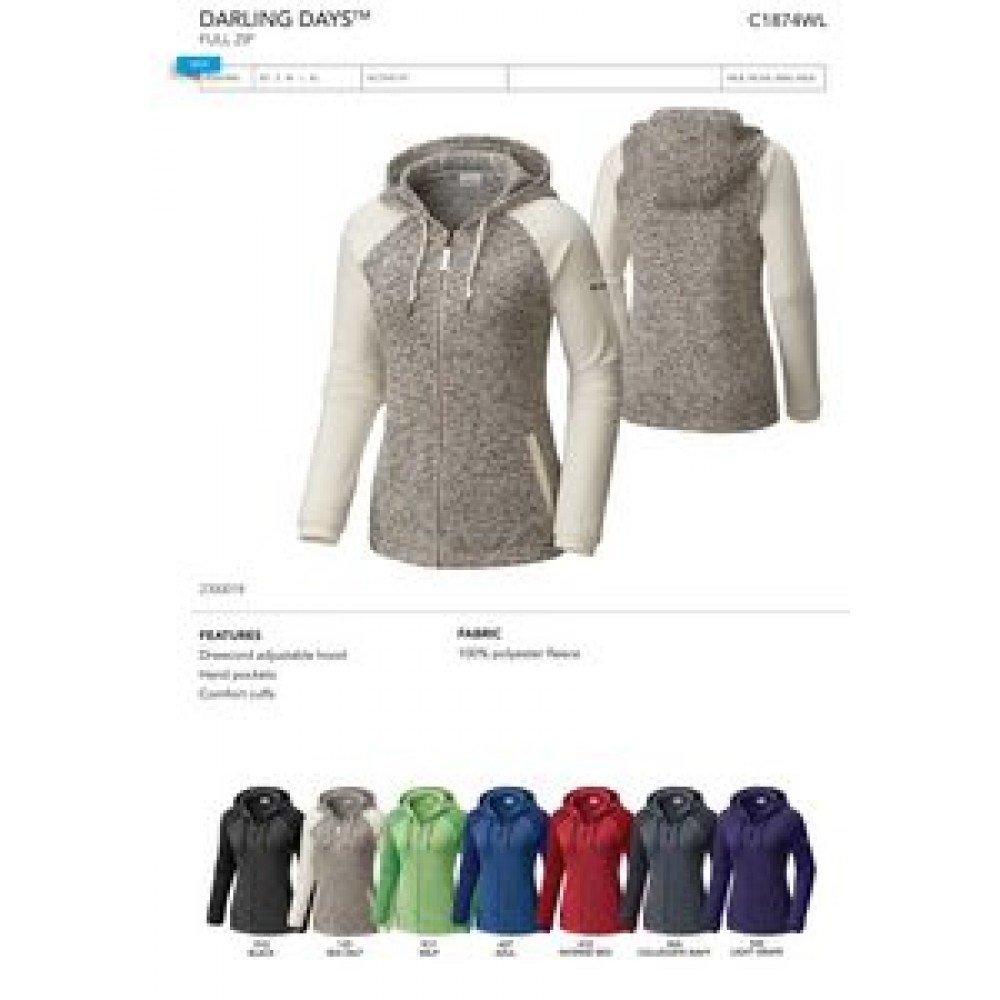 Columbia Women's Darling Days Full Zip Hoodie-Blank Custom Embroidered Columbia Women's Darling Days Full Zip Hoodie-Blank Custom Embroidered