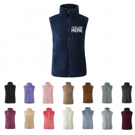 Women Fuzzy Sherpa Fleece Vest Custom Embroidered